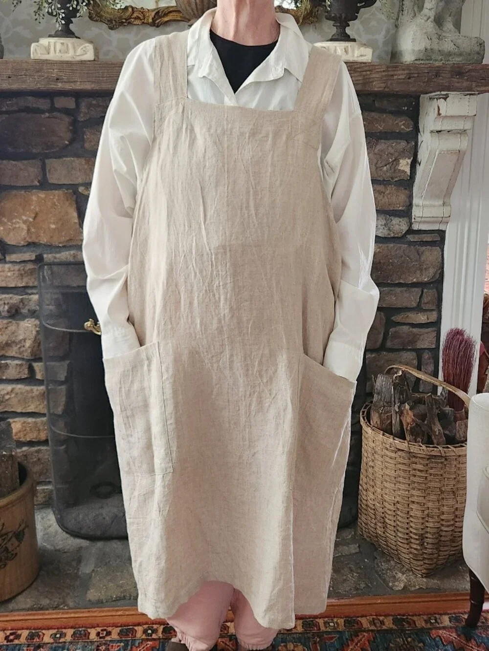 Vikolino Linen Cross Back Pinafore Apron
